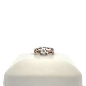 14k White and Rose Gold Engagement Ring with Round Center