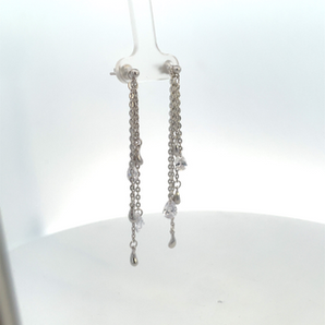 Sterling Silver Dangle with Clear CZ and Teardrops