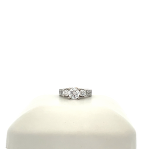 14k White Gold Engagement Ring with Cubic Zirconia Round Center