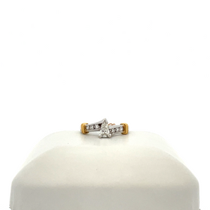 14k White and Yellow Gold Engagement Ring with Pear Center