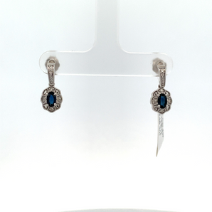 Sterling Silver Oval Sapphire Earrings