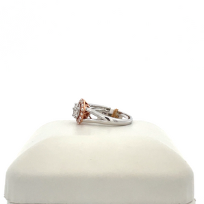 14k White and Rose Gold Engagement Ring with Round Cluster Center
