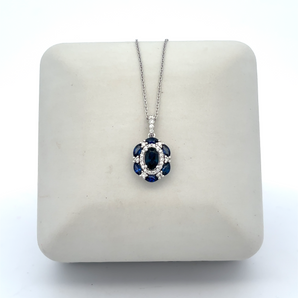 14k White Gold Sapphire Necklace