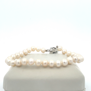 Sterling Silver Simulated Pearl Bracelet