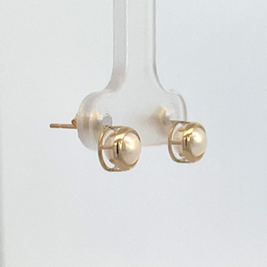 14K Yellow Gold 4.5MM Bezel Freshwater Cultured Pearl Stud Earrings