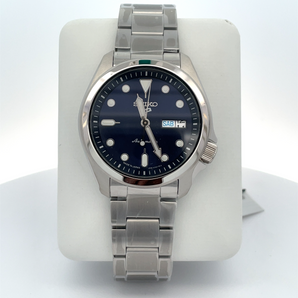 Silver SEIKO Watch with Blue Dial