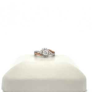 14k White and Rose Gold Engagement Ring with Round Center