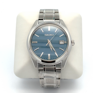 Silver SEIKO Watch with Blue Dial