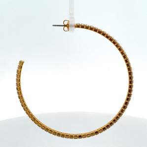 Gold Plated Large Cubic Zirconia Hoop Earrings