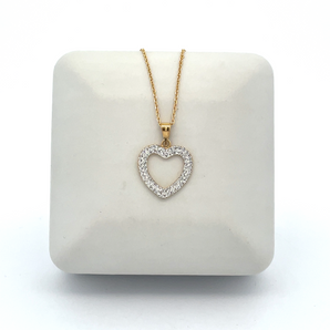 Gold Plated Double Row Cubic Zirconia Heart Necklace