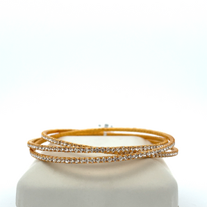 Gold Plated Three Band Cubic Zirconia Bracelet