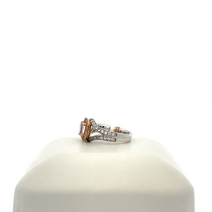 14k White and Rose Gold Engagement Ring with Cubic Zirconia Emerald Center