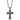 Stainless Steel Brushed GunMetal with Wood Inlay Cross Necklace