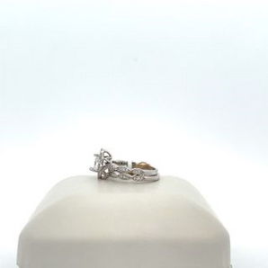 14k White Gold Engagement Ring and Band with Cubic Zirconia Pear Center