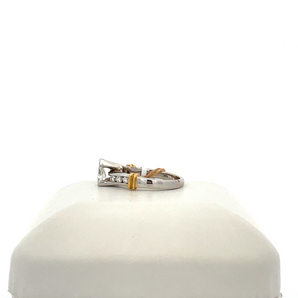 14k White and Yellow Gold Engagement Ring with Pear Center