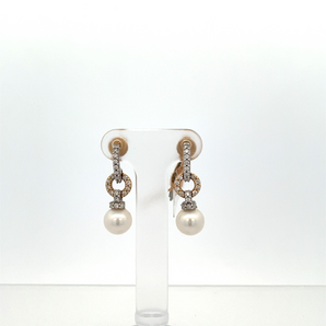 14k Two-Tone Pearl Earrings