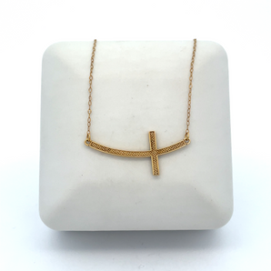 Gold Plated Curved Cross Necklace