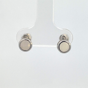 14K White Gold 5MM Bezel Opal Stud Earrings