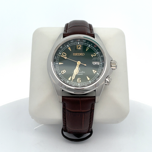 Leather SEIKO Watch with Green Dial