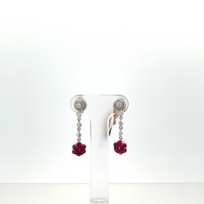 14k White Gold Ruby Drop Earrings