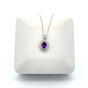 14k White Gold Amethyst Necklace