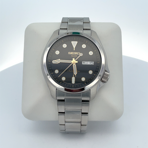 Silver SEIKO Watch with Black Dial
