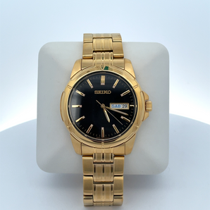 Gold SEIKO Watch with Black Dial