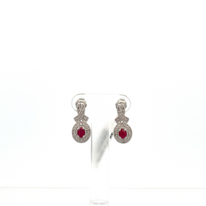 Sterling Silver Oval Ruby Earrings
