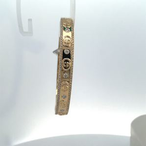 14k Yellow Gold Diamond Bangle Bracelet  CTW: 1.22
