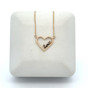 14k Yellow Gold Heart Love Necklace