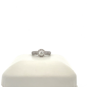14k White Gold Engagement Ring with Round Center and Halo