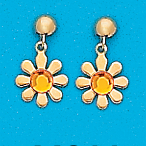 Gold Plated November Daisy Dangling Earrings
