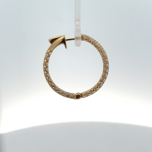 14k Yellow Gold Diamond Hoops