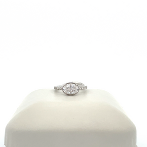 14k White Gold Engagement Ring with Cubic Zirconia East-West Oval Center