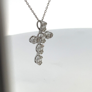 18KT White .38CTW Diamond Baguette Cross Pendant