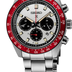 Gents Prospex Speedtimer Stainless Steel Solar Chronograph Seiko Watch with White Dial