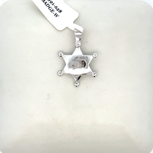 14k White Gold Badge Charm