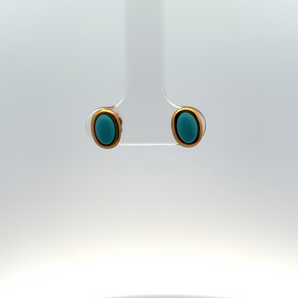 Gold Plated 6X4MM Turquise Stud Earrings