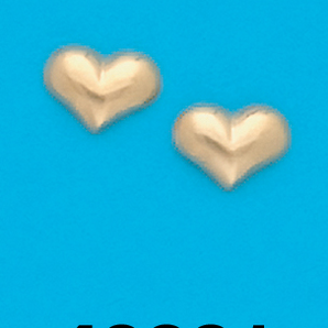 Gold Plated Wide Puff Heart Stud Earrings