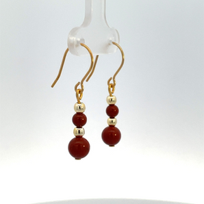 Gold Plated Red Jasper Drop Earrings