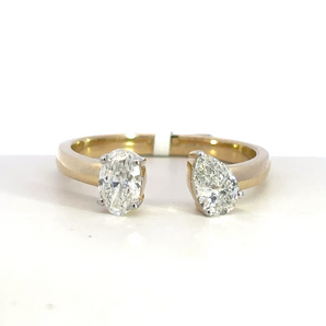 14KT Yellow Gold Oval and Pear Diamond Ring