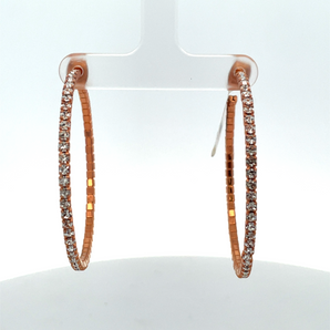 Sterling Silver Rose Gold Large Cubic Zirconia Hoop Earrings