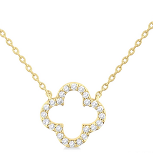 10K Yellow Gold Diamond Clover Necklace