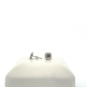 2 Tone 14 Karat Stud Earrings 0.25tw Round Diamond