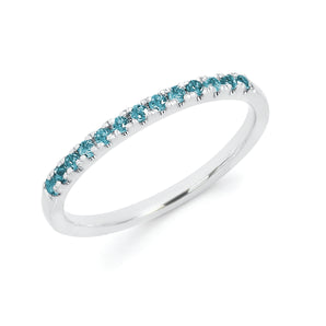 Blue Topaz Stackable Birthstone Band In 14KT White Gold