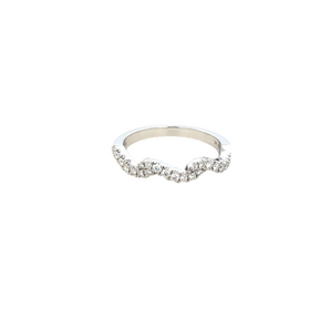14K White Gold Twisted Diamond Wedding Band