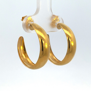 Gold Plated Band Medium Hoop Earrings