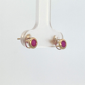 14K Yellow Gold Ruby Stud Earrings - July