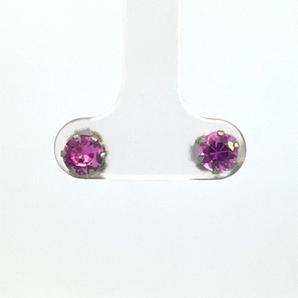 Sterling Silver 5MM Pink Sapphire Stud Earrings