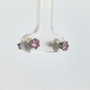 Sterling Silver 4MM Pink CZ Stud Earrings